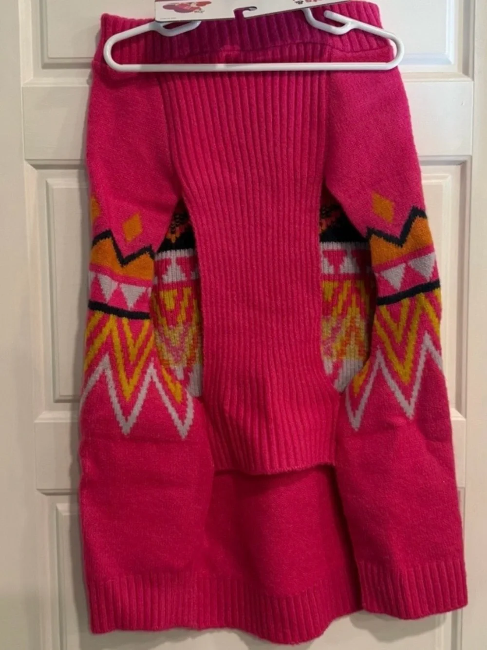 Boots & Barkley XL Dog Sweater Hot Pink Aztec Geometric Knit Pet Apparel